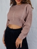 ZAFUL Pull Maille Court Croisé en Tricot à Câble M Rose clair