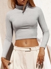 ZAFUL Pull Maille Court Simple à Col Roulé S Gris clair