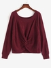 ZAFUL Pull Maille Tordu en Avant de Grande Taille à Manches Raglan