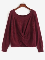 ZAFUL Pull Maille Tordu en Avant de Grande Taille à Manches Raglan