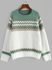 ZAFUL Pull Maille Zigzag à Manches Raglan M Vert