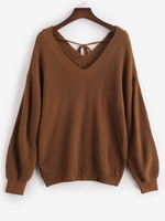 ZAFUL Pull Noué Au Dos de Grande Taille à Col V
