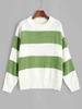 ZAFUL Pull Rayé en Blocs de Couleurs à Goutte Epaule S Vert profond