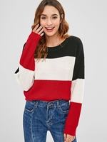 ZAFUL Pull Rayé en Blocs de Couleurs Taille unique
