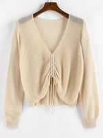 ZAFUL Pull Sanglé en Couleur Unie Grande Taille à Col V