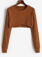 ZAFUL Pull Texturé à Manches Raglan M Café