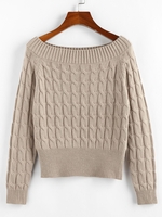 ZAFUL Pull Tordu en Couleur Unie à Col Bateau S Café lumière