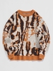 ZAFUL Pull Vintage Tricoté à Imprimé Marbre Maille Xxl Café