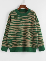 ZAFUL Pull Zèbre à Goutte Epaule S Vert profond