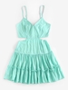 ZAFUL Robe à Bretelle Nouée Découpée à Volants S Vert clair