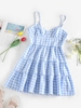 ZAFUL Robe à Bretelle Superposée en Vichy S Bleu clair