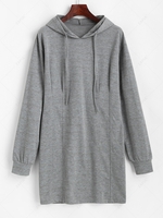 ZAFUL Robe à Capuche Plissée à Capuche à Manches Longues à Cordon S Gris foncé