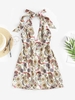 ZAFUL Robe à Imprimé Ethnique Fleur et Cachemire sans Dos S