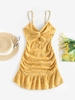 ZAFUL Robe à Imprimé Fleurie Tordue en Avant à Volants S Jaune
