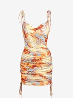 ZAFUL Robe à Imprimé Marbre Superposée en Maille M