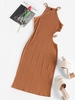 ZAFUL Robe Ajustée Côtelée Découpée Xl Café