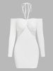 ZAFUL Robe Ajustée Découpée Côtelée S Blanc