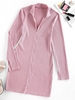 ZAFUL Robe Ajustée Fendue Zippée Côtelée Xl Rose rosé