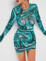 ZAFUL Robe Ajustée Imprimée Transparente L Vert