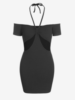 ZAFUL Robe Ajustée Nouée Découpée à Col Halter S Noir