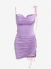 ZAFUL Robe Ajustée Plissée Epaule Nouée à Lacets Au Dos L Violet clair