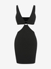 ZAFUL Robe Ajustée Plongeante Anneau en O L Noir