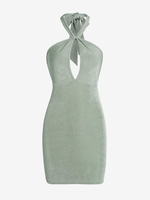 ZAFUL Robe Ajustée sans Dos à Col Halter M Vert clair