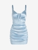 ZAFUL Robe Ajustée Soyeuse Ouverte Au Dos à Col Noué M Bleu clair