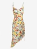 ZAFUL Robe Asymétrique à Imprimé Fleur et Feuille Plissée en Avant M Café lumière