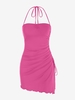 ZAFUL Robe Asymétrique Fendue à Col Halter S Rose clair