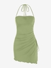 ZAFUL Robe Asymétrique Fendue à Col Halter S Vert clair