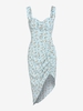 ZAFUL Robe Asymétrique Fleurie à Volants M Bleu clair