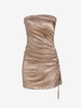 ZAFUL Robe Bandeau Fleur en Satin en Jacquard S Café