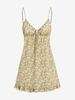 ZAFUL Robe Body à Imprimé Fleuri Ourlet à Volants à Cordon M Jaune