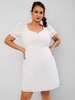 ZAFUL Robe Broderie Anglaise de Grande Taille à Manches Bouffantes à Volants 2xl Blanc
