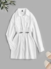 ZAFUL Robe Chemise Découpée à Goutte Epaule avec Poche Xl Blanc