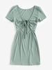 ZAFUL Robe Chemise Découpée Côtelée Nouée M Vert clair