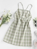 ZAFUL Robe Croisée à Carreaux Ouvert Au Dos Xl Vert clair