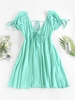ZAFUL Robe Croisée à Manches Bouffantes avec Nœud Papillon L Vert clair