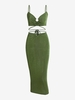ZAFUL Robe Croisée Nouée en Métal Deux Pièces M Vert profond