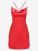 ZAFUL Robe Croisée Soyeuse à Chaîne Fendue en Avant M Rouge