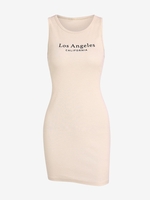 ZAFUL Robe Côtelée Style Débardeur à Imprimé Los Angeles CALIFORNIA S Café lumière