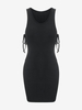 ZAFUL Robe Débardeur Ajustée Découpée Côtelée Nouée M Noir