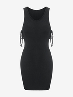 ZAFUL Robe Débardeur Ajustée Découpée Côtelée Nouée M Noir