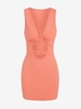 ZAFUL Robe Débardeur Côtelée Plongeante à Bretelle Croisée M Orange clair