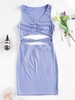 ZAFUL Robe Débardeur Moulante Côtelée Découpée à Bretelle S Bleu clair