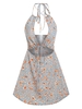 ZAFUL Robe Découpée à Imprimé Fleur à Col Halter S Bleu clair