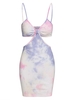 ZAFUL Robe Découpée Côtelée Teintée Tordue L Violet clair