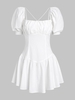 ZAFUL Robe de Laitière à Taille Basse à Manches Bouffantes à Volants S Blanc