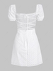 ZAFUL Robe de Laitière Brodée Ouverte Au Dos en Jacquard à Manches Bouffantes S Blanc